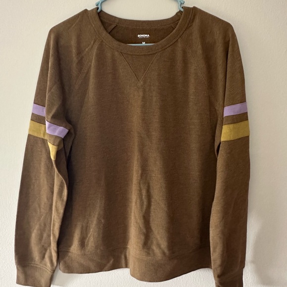 Sonoma Brown Sweatshirt with Purple and Gold Stripes - Picture 1 of 4